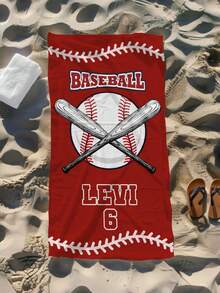 1 Stück personalisiertes Baseball Strandtuch & Decke - individueller Name, super saugfähige schnelltrocknende Mikrofaser, für Strand, Pool, Camping, Reisen - nur Handwäsche, Stranddecke - Verschiedenfarbig - Übersicht 4