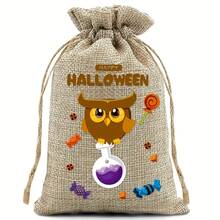 6pcs Halloween Drawstring Gift Bags, Halloween Trick Or Treat Bags, Suitable For Party Decoration And Storage, Gift Bags, Boxes, Handbags - Multicolor - View 4