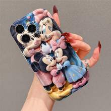 Disney Mickey & Minnie Mouse Couple Phone Case, Plush Style With Hearts & Flowers Print, Shockproof Protective Cover, Compatible With IPhone 17/16/15/14/13/12/11 Pro, Perfect Gift For Valentine/Birthday/Anniversary For Her & Him - 白色 - 查看 4