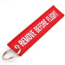 5件組汽車鑰匙圈 Remove Before Flight 噴射機標籤鑰匙圈 雙面文字刺繡 航空鑰匙掛飾 - A - 查看 4