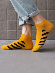 5 pares de calcetines cortos de verano para hombre de unicolor con rayas de cebra, cómodos, transpirables y con patrón minimalista, adecuados para uso diario - Multicolor - Ver 2