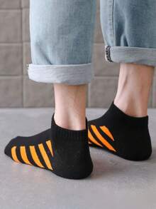 5 pares de calcetines cortos de verano para hombre de unicolor con rayas de cebra, cómodos, transpirables y con patrón minimalista, adecuados para uso diario - Multicolor - Ver 3