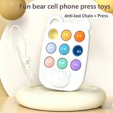 Bear Ear Phone Shaped Fidget Toy, 9-Key Silicone Sensory Bubble Pop Toy, Baby Teething Toy, Toddler Children Stress Relief Finger Game - Multicolor - View 15