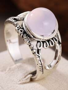 Vintage Damenring mit Cut Out Blumenverzierung, Wald-Landhausstil, vielseitiges Accessoire für Dates und Urlaub - Babypink - Übersicht 8