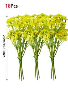 6/12/24件人造菊花，頂級洋甘菊向日葵，10英寸仿真菊花戶外植物，花瓶中心裝飾桌飾，DIY居家派對，春季野花婚禮菊花派對裝飾（白色）洋甘菊，攝影小配件裝飾花束，場景裝飾，戶外露台裝飾 - 黃色雛菊 - 查看 10