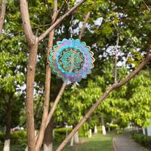 Nordic Style Mandala Wind Chime, Wind Spinner, 3D Rotating Wind Chime, Ultra-Bright Reflective Bird Repeller, Battery-Free, Outdoor Garden Decoration, Fluid Visual Effect, Suitable For Balcony, Outdoor Garden Yard Hanging Decoration, Perfect Choice For Holiday Gift - Colorful Mandala Pattern - View 3