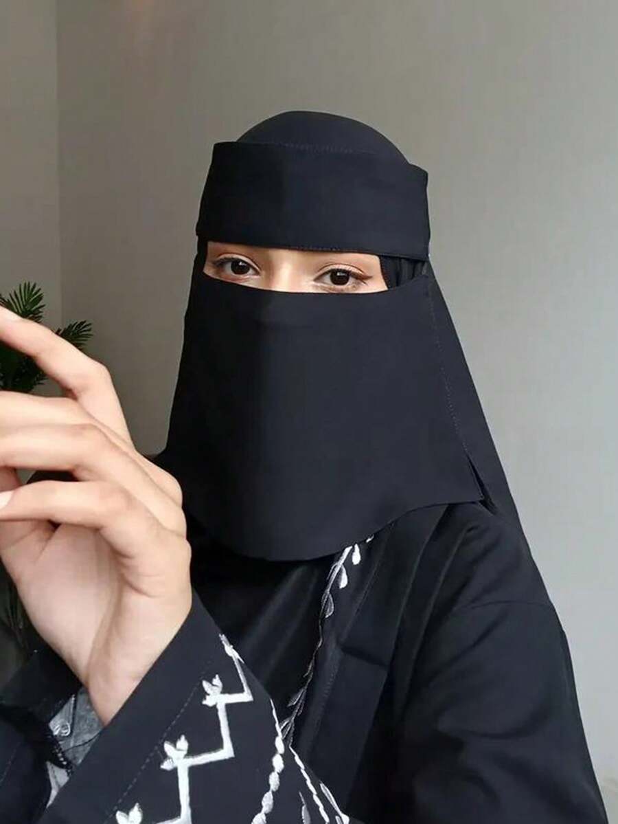 1pc Women's Mask, Veil, Soft And Breathable Fabric, Fashionable And Elegant, Suitable For People's Daily Outings, Wearable In All Seasons - Black - View 1