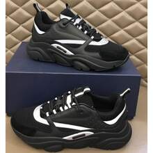 CD Men's Sneakers Women's Pair Sneakers Casual Sports Shoes Outdoor Shoes Thick Sole Fashion Retro Breathable Height Platform Sneakers - 02黑色 - 查看 1