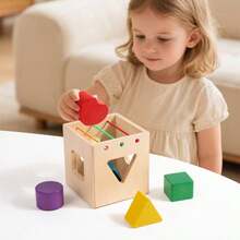 1 Set Wooden Shape Matching Montessori Early Education Toy, Geometric Shape & Color Recognition, Multi-Hole Design For Hand-Eye Coordination Training, Educational Enlightenment Teaching Aid, Suitable For Parent-Child Interaction & Role Play - 彩色 - 查看 4