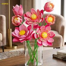 320PCS Mixed Flower Building Block Stems Lotus And Peony Brick Flower Kit Artificial Floral Decor Desk Decoration Gift - Building Block Flower - View 2