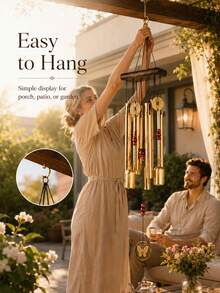 Extra-Large Antique Metal Outdoor Wind Chimes  - Soothing Melodic Tones, Durable Outdoor Tubing - Perfect For Patio Decoration, Garden, Patio, Home Décor, Ideal For Relaxation & Meditation.Home And Store Decorations, Hanging On Balcony Etc. - Copper Coin - View 14