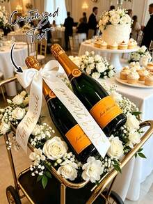 1/5PCS Customized Wedding Decoration Ribbon, Champagne Bottle Decoration Tassel, Wedding Ceremony Toasting Cup Ribbon, Party Champagne Glass Decoration Ribbon, Customizable Text Label, Gift Packaging, Suitable For Wedding, Birthday, Easter Gift, Party Favor - Multicolor - View 4