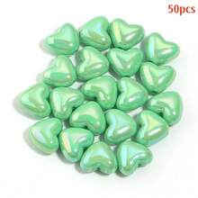 50 PIEZAS Cuentas con forma de corazón recubiertas de acrílico con agujero , adecuadas para la fabricación de joyas, materiales para pulseras y collares de cuentas hechos a mano DIY, regalo perfecto para el Día de San Valentín, aniversario, cumpleaños para tu ser querido - Multicolor - Ver 9