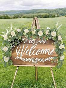 1/2/4pcs Artificial Peony Vine For Home Decor, Christmas Table Garland, Indoor Decorative Flowers, Artificial Eucalyptus Wreath With White Roses, Faux Rose Green Leaf Vine, Suitable For Weddings, Home Gatherings, Tablecloth Decoration And More - White and green - View 7