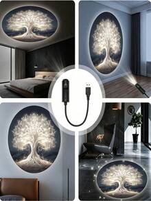 360° Rotating Tree Of Life LED Projector Light - 1pc Adjustable Night Light, USB Powered Indoor Ambient Light, Button Control, Non-Waterproof Style, Suitable For Bedroom Living Room Wall Ceiling Decoration, Great Holiday Gift - Book Of Life - View 9