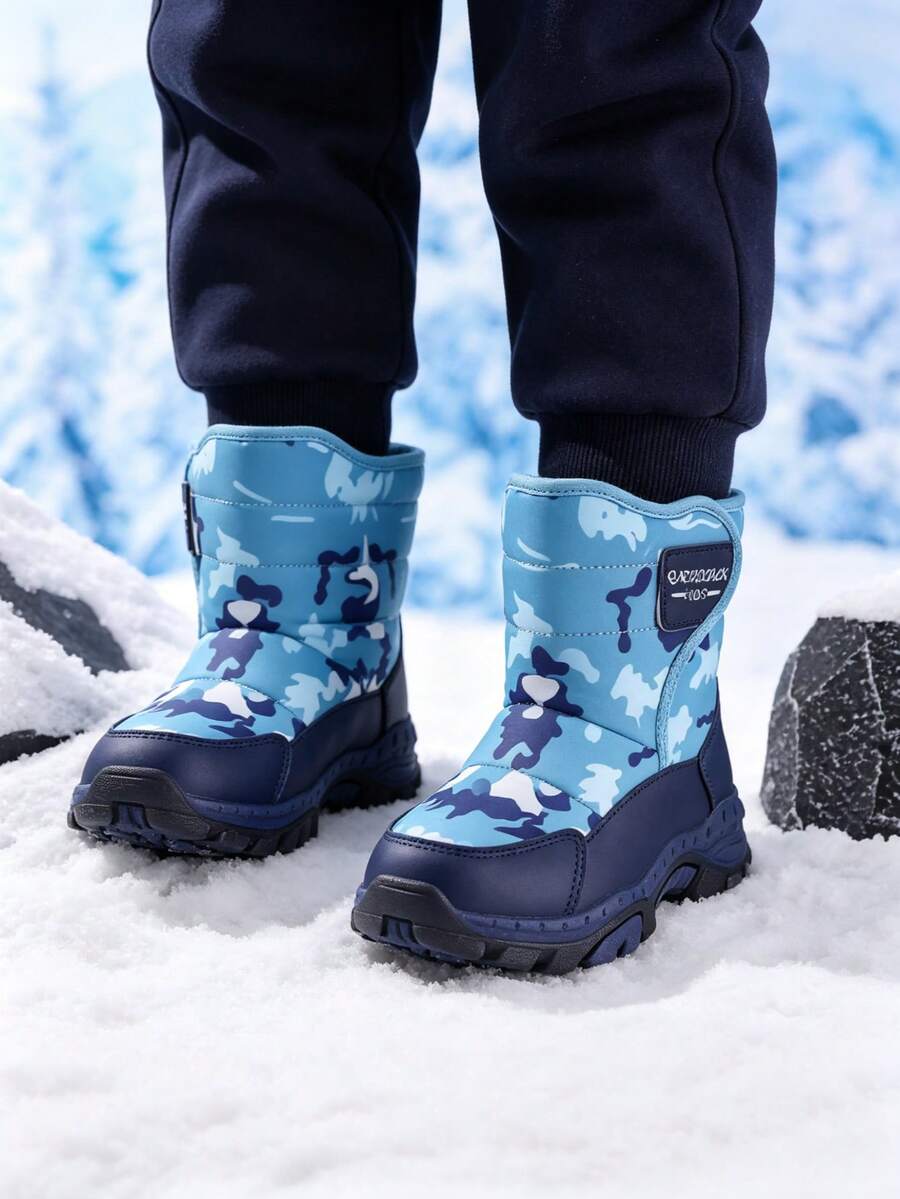 Children's Winter Thermal-Lined Casual Outdoor Warm Snow Boots - Baby Blue - View 1
