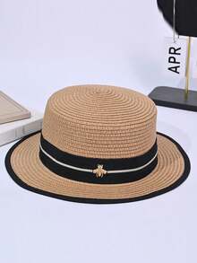 1pc Women's Straw Hat Bohemian Polyester Fashion New Style Wide Brim Personalized Sun Protection Breathable Outdoor Straw Hat Suitable For Daily Outdoor Use - Multicolor - View 12