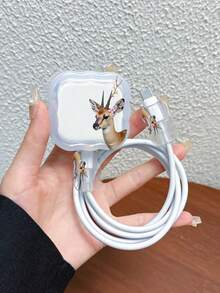 3件組波浪圖案充電線保護套 UV烤漆鹿設計 適用於英國標準 Apple 20W 快充充電器 英國標準充電器 防止線材損壞 - 彩色 - 查看 7