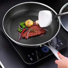 Stainless Steel Induction Geo Hex Frying Pan Non Stick Cooking Cookware 24/30cm - View 3