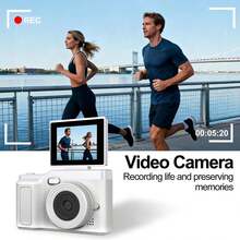 New CCD Digital Camera For Photography, Auto Focus, Upgraded 48MP 1080P Vlogging Camera, 2.4-Inch 180° Flip Screen, 4x Zoom, Portable Travel Camera For Beginners, Includes 32GB Card, Portable Camera, Birthday Christmas Gift For Boys And Girls (Pink), 600mAh - View 6