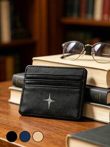 Vigour Summer Daily Bank Card And ID Card Holder With Star Decoration, PU Material Multi-Layer Design Ultra-Thin Card Wallet, Small Wallet With Coin Pocket, Women's Wallet, Lightweight And Portable, Multi-Layer Design, Suitable For Driver's License, Business Cards And Other Documents, Mini Ultra-Thin Lightweight Zipper Credit Card Cash Portable Bag, Back To School Season - Multicolor - View 5