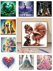 40x40厘米/15.75x15.75英寸丙烯数字油画套装 - 1幅无框画，适合成人和初学者，DIY简易绘画套装，家居装饰工艺品，生日、父亲节、圣诞节、母亲节、情人节的理想礼物 - 愛心公主 - 查看 12