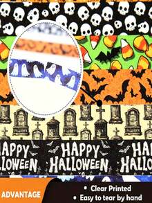 1 Set Halloween Theme Washi Tape, Suitable For DIY Crafts, Gift Wrapping, Scrapbooking, Photo Albums And More, Also A Great Back To School Gift - A - View 8