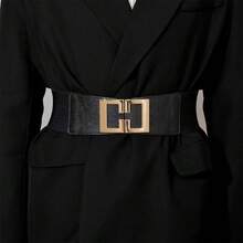 1pc Black PU Material Women's Slimming Fashion Waist Belt - Black - View 6