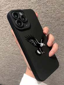 精準孔位直邊鷹圖案黑白彩繪防震手機保護殼，相容 iPhone 14、14 Pro、14 Pro Max、13、13 Pro、13 Pro Max、11、11 Pro Max、12、12 Pro、12 Pro Max、XR、7、8、GES2、XS、15、15 Pro、15 Pro Max、16、16 Pro、16 Pro Max、S23、S24、S25、S24 Plus、S25 Plus、A56、A36、A26、A13 4G、A22、A21S、A51 4G、A52、S22 Ultra、A33 5G、13、13 Pro、14、15、15 Pro、10、Note 11 4G、11 Lite - 彩色 - 查看 5