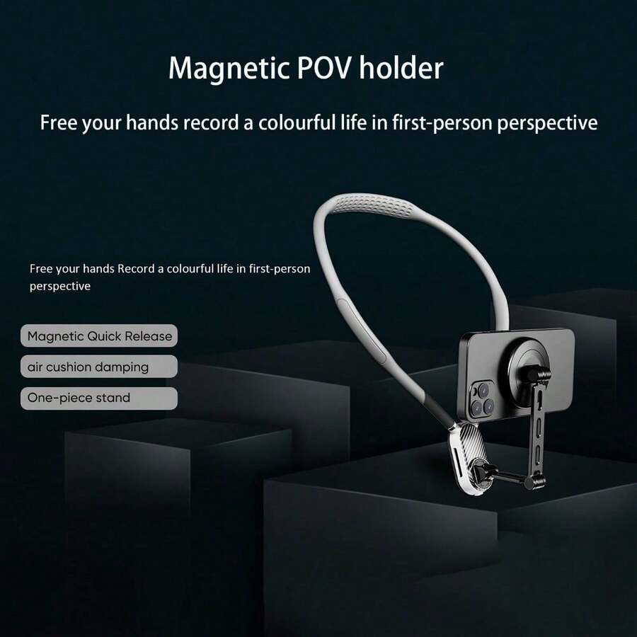Magnetic Chest Mount Holder For Action Camera, Smartphone, First-Person Vlogging, Anti-Shake Live Streaming - Grey - View 1