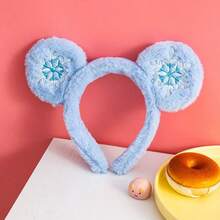 Disney 1pc Frozen-Inspired Plush Mouse Ears Headband, Soft Fuzzy Snowflake Embroidered Hairband For Women & Girls, Cute Princess Cosplay Hair Accessory - View 8