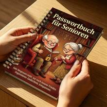 1本 A5 德文長輩密碼記錄紙質螺旋筆記本「Passwortbuch Für Senioren」可愛長輩夫婦設計，網路密碼與網站管理記錄簿，長輩文具用品 - 多色 - 查看 5