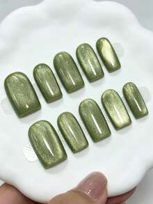 Shecass 10片手工穿戴甲 短甲款 適合夏季度假、畢業派對 - 彩色 - 查看 2