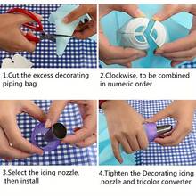 2/4/6pcs 3-Color Piping Nozzles, Multi-Purpose Plastic Cake Decorating Tips With Converter, Suitable For Piping Bags, Outdoor Kitchen Baking Tools - Multicolor - View 3