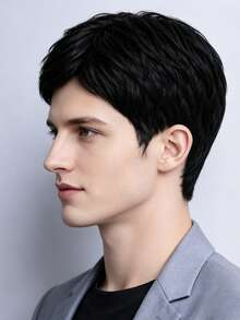 Men's Short Wig, Black Everyday Style, Can Cover Baldness And Gray Hair, Suitable For All Men. - Black - View 3