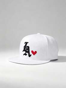 1 Stück Unisex Baseballkappe mit besticktem Buchstaben "LA" im Hip-Hop-Stil, verstellbar, geeignet für Outdoor-Sport, Wandern, lässigen Alltag - LA Herzförmige Flachdach - Übersicht 3