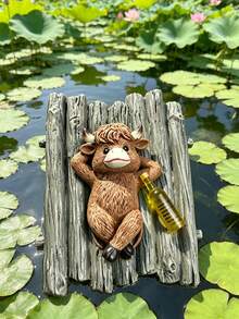 Floating Turtle And Yak Decorations With A Moss Raft Design, Perfect For Ponds And Aquariums. Waterproof And Windproof, Adding A Fun Touch To Your Water Scenery, A Great Gift For Turtle And Yak Lovers. - A - View 3