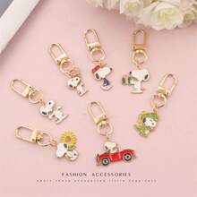 Internet Celebrity Cartoon Snoopy Keychain Pendant Couple Car Bag Pendant Claw Machine Small Gift [Randomly Emit Colors] - View 10