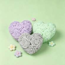 1pc Rose Heart-Shaped Aromatherapy Candle Silicone Mold, Home Decor/Gift Ornament Plaster Mold, Handmade Epoxy Resin Casting Mold, Art Decorative Clay Plaster Mold - Heart-shaped - View 5