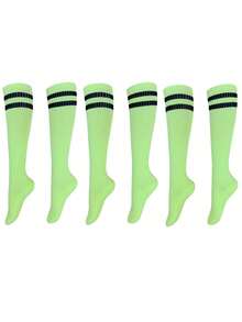 3 Pairs Kids Knee-High Soccer Socks, Long Sports Socks, Suitable For 3-8 Years Old Children Daily School Wear, Back To School, First Day Of School - Multicolor - View 21