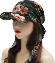 ZLYC Chemo - Gorros para Mujer, con Visera y Visera preatada, para la Cabeza - verde, (Verde geométrico) - Ver 7