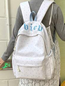 Mochila con patrón de estrellas dulces para niñas, mochila escolar ligera con múltiples bolsillos, mochila linda para uso diario y viajes, accesorio versátil esencial para la temporada de regreso a clases - Multicolor - Ver 2