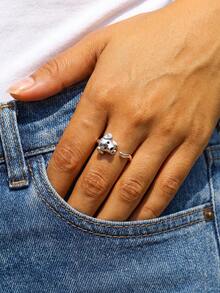 1pc Cute Big Ear Dog Ring, Rhinestone Inlaid Women's Wedding Ring, Girls Promise Ring, Eternity Ring, Women's Jewelry Gift - Style 1 - View 3