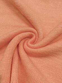 Atasan Kaos Wanita Kasual Warna Polos Kerah Bulat dengan Hiasan Rumbai dan Lipatan Lengan Pendek Longgar Bahan Campuran Wol, Musim Semi/Musim Gugur/Panas - Coral Orange - View 10