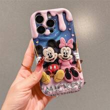 Disney Mickey & Minnie Mouse Phone Case, Plush Style With Swing & Star Print, Shockproof Protective Cover, Compatible With IPhone 17/16/15/14/13/12/11 Pro, Perfect Gift For Couples & Disney Fans - 白色 - 查看 3