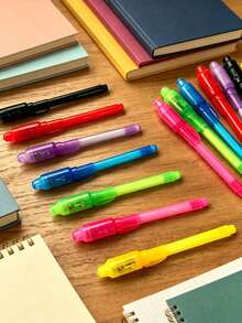 10/7/5 piezas Bolígrafo multifunción anti-falsificación con tinta invisible UV, bolígrafo detector de billetes de cabeza grande, bolígrafo fluorescente mágico, escritura secreta, bolígrafo para marcar notas, marcado invisible, gran regalo, regalo de cumpleaños festivo, regalo de vuelta a la escuela, regalo para familia amigos compañeros de clase colegas, regalo sorpresa para él/ella - Resaltador - Ver 3