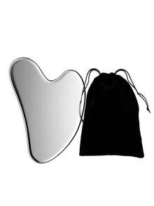 1pc Stainless Steel Heart-Shaped Facial Massage Tool, Portable Muscle Relaxation Massage Board, Stainless Steel Facial Gua Sha Tool, Facial Massage Tool, Soft Metal Gua Sha Tool For Reducing Facial And Body Puffiness, Beauty Gua Sha Tool For Body, Eye And Neck Massage, Valentine's Day Gift, Holiday Supplies, Massage - View 1