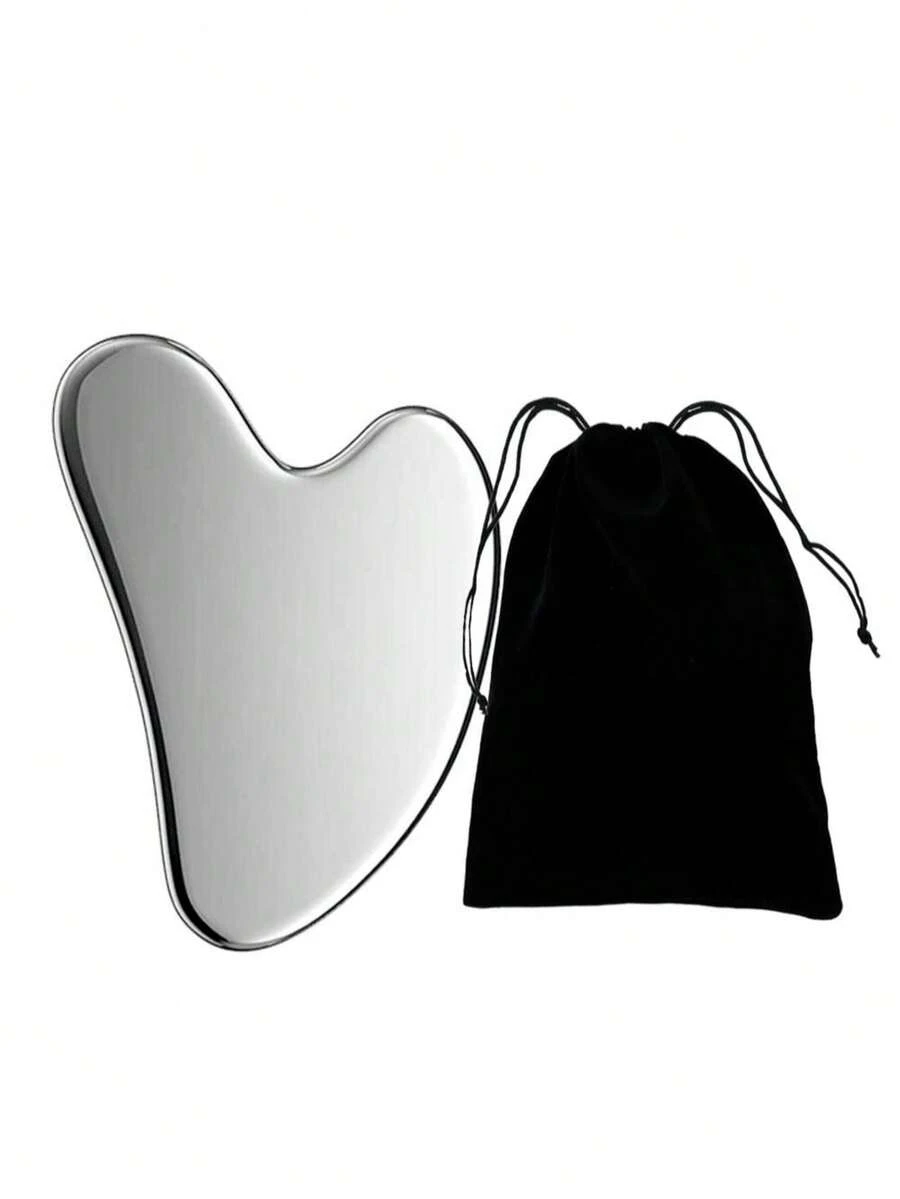 1pc Stainless Steel Heart-Shaped Facial Massage Tool, Portable Muscle Relaxation Massage Board, Stainless Steel Facial Gua Sha Tool, Facial Massage Tool, Soft Metal Gua Sha Tool For Reducing Facial And Body Puffiness, Beauty Gua Sha Tool For Body, Eye And Neck Massage, Valentine's Day Gift, Holiday Supplies, Massage - View 1
