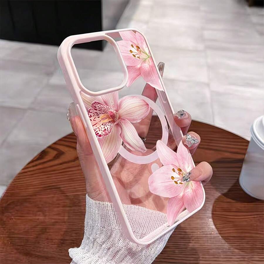 磁吸花朵 Apple 17/16/15/14/13/12 Pro Max 手機殼 磁吸充電保護殼 透明簡約 高端防摔
