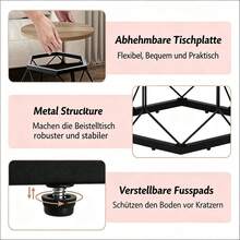 Nordic-Style Coffee Table With Wrought Iron Elements / Simple Round Coffee Table / Round Coffee Table With Removable Tabletop / Stackable Coffee Table / Suitable For Bedrooms And Living Rooms - 卡其色 - 查看 3